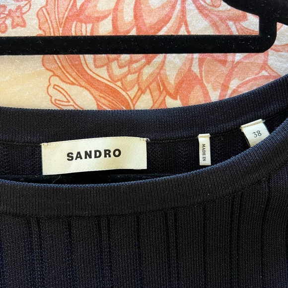 Sandro Navy Knit Dress w/Gold Buttons - Picture 3 of 4